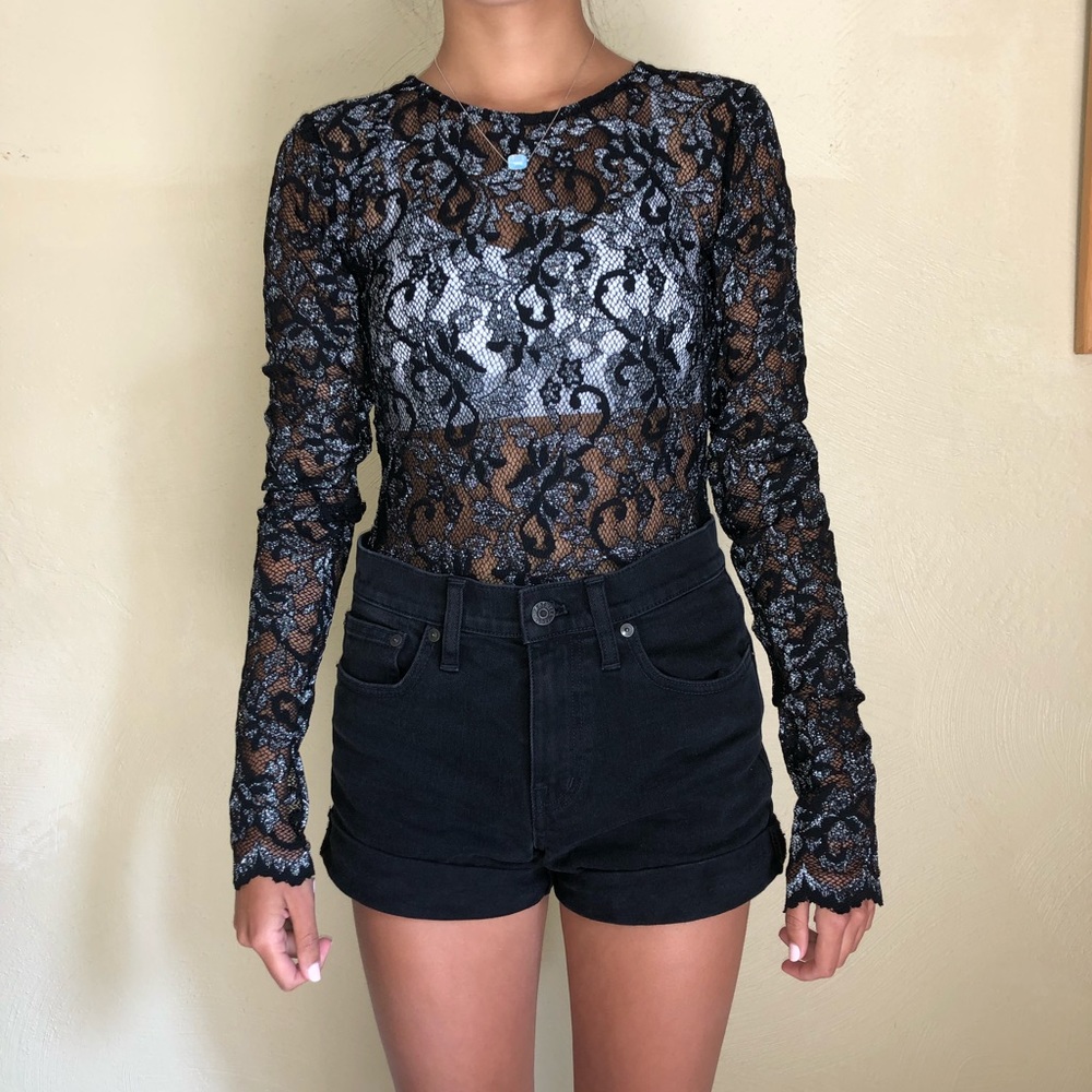 Black Semi Formal Lace Bodysuit